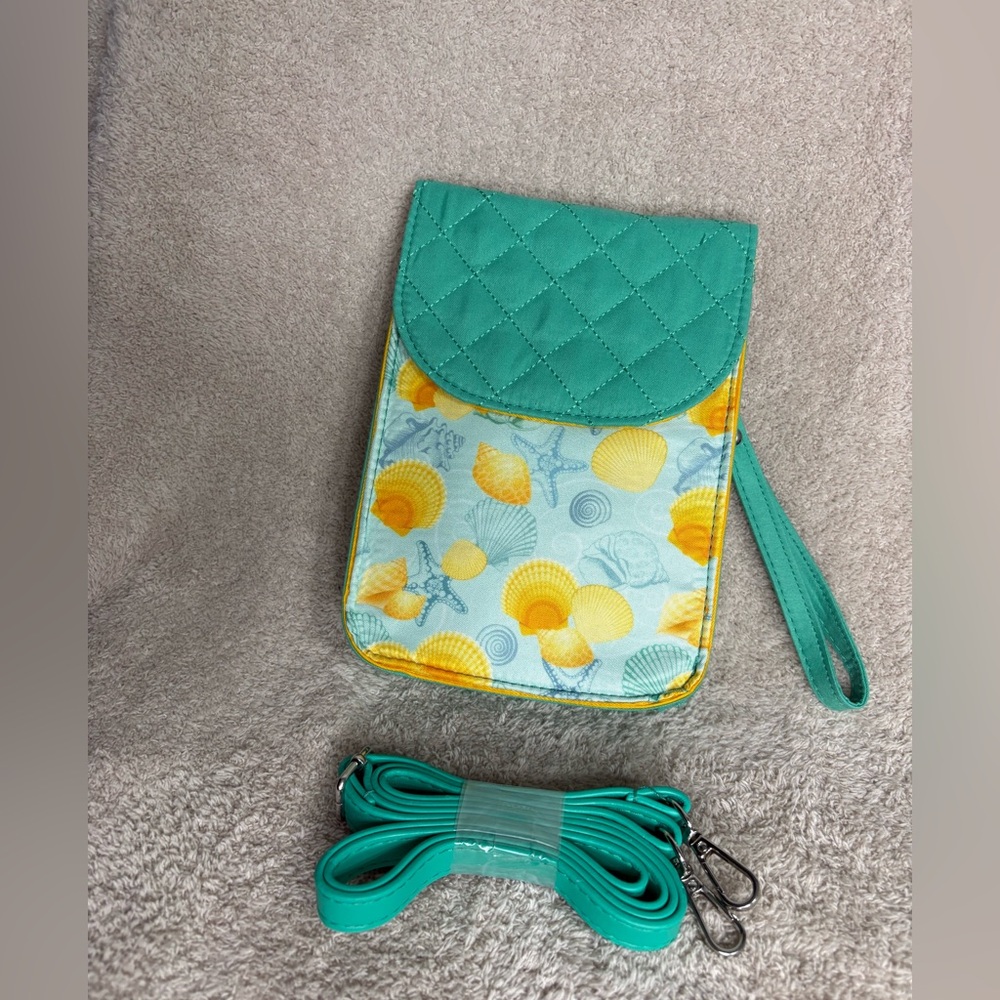 Quilted Seashell Design Crossbody Bag; Willabee & Ward Collections –Danbury Mint